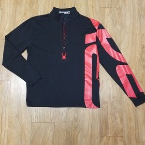 Men's Medium Spyder 1/4 Zip Ski Pullover Black/Red